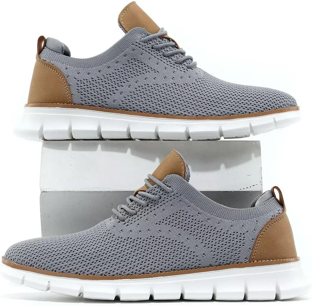 Kundork Men's Casual Dress Shoes Comfort Walking Shoes Mesh Knit Lightweight Breathable Sneakers
