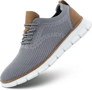 Kundork Men's Casual Dress Shoes Comfort Walking Shoes Mesh Knit Lightweight Breathable Sneakers
