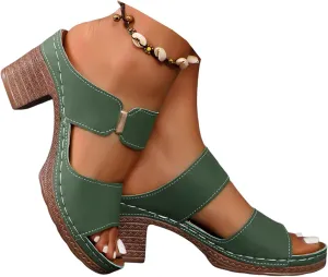 Ladmiple Chunky Heels For Women Backless Low Block Comfortable Open Toe Ankle Strap Party Dress Pump Shoes Heeled Sandals