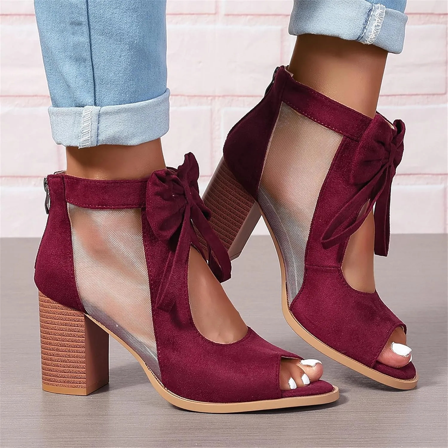 Ladmiple Chunky Heels For Women Dressy Open Toe Block Heeled Dress Ankle Strap Wedding Sandals Comfortable Party Pump Shoes