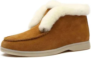 Ladmiple Winter Dress Boots For Women 2024 Snow Boots Slip on Warm Comfortable Outdoor Fur Lined Ankle Booties Loafers Shoes