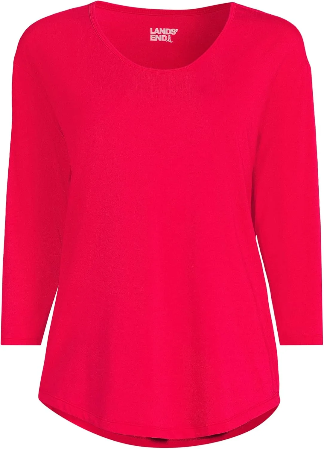 Lands' End Women's 3/4 Sleeve Lightweight Jersey U-Neck Tunic
