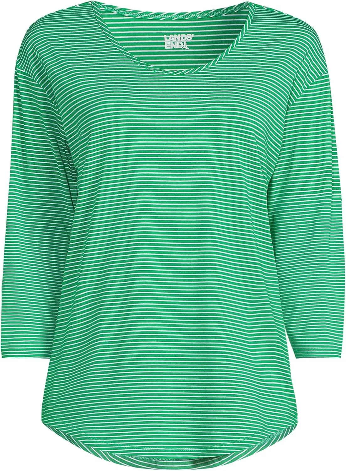 Lands' End Women's 3/4 Sleeve Lightweight Jersey U-Neck Tunic