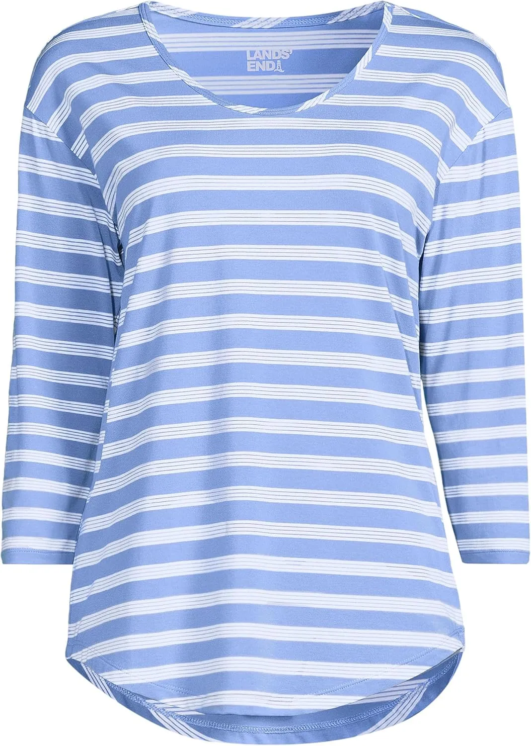 Lands' End Women's 3/4 Sleeve Lightweight Jersey U-Neck Tunic