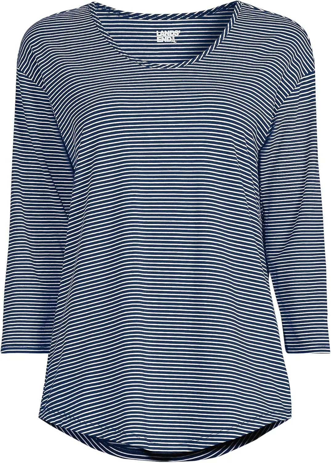 Lands' End Women's 3/4 Sleeve Lightweight Jersey U-Neck Tunic