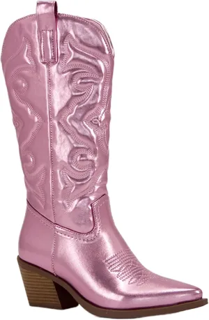 Lausiuoe Cowgirl Boots Women Wide Calf Wide Foot Western Cowboy Pointed Toe Knee High Pull On Boots Embroidered Fashion Boot