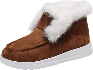 Lausiuoe Winter Boots For Women 2022 Trendy Ankle Boots Slip On Snow Fuzzy Booties Sneaker Casual Walking Shoes Loafers