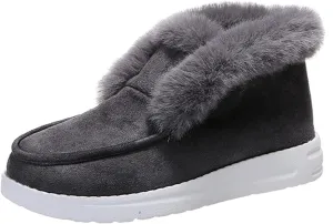 Lausiuoe Winter Boots For Women 2022 Trendy Women's Ankle Boot Slip On Comfortable Winter Snow Fuzzy Booties Fashion Sneaker Casual Walking Shoes Loafers
