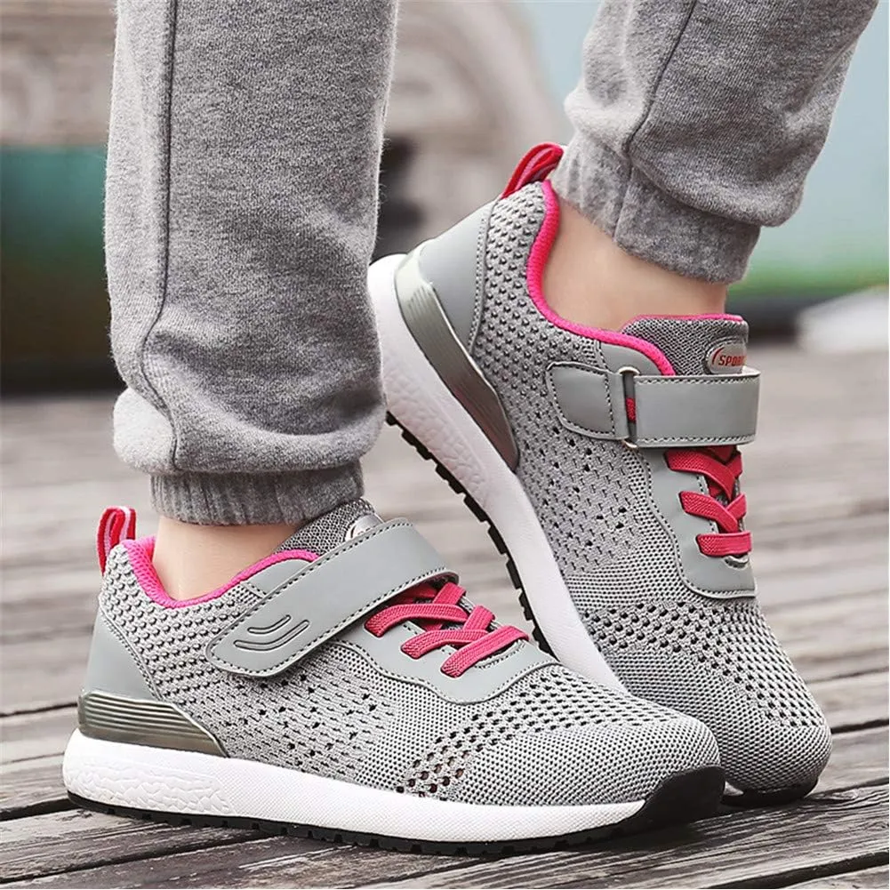 Leader Show Women's Elderly Casual Comfort Walking Shoe Safety Flats Non-Slip Hook & Loop Sneakers