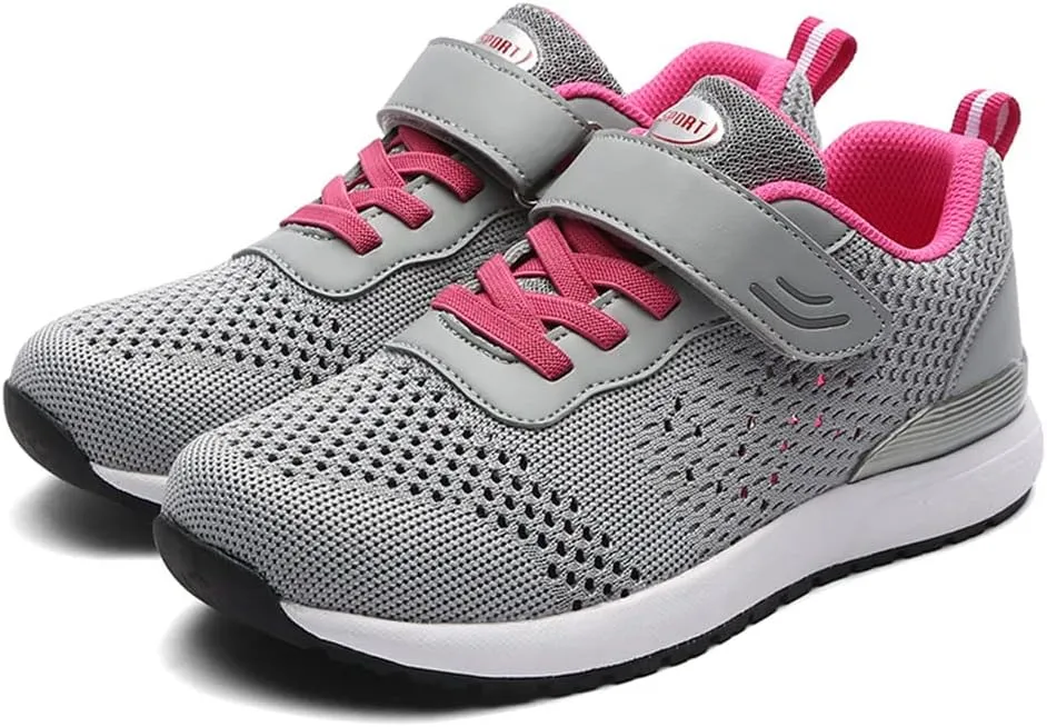 Leader Show Women's Elderly Casual Comfort Walking Shoe Safety Flats Non-Slip Hook & Loop Sneakers