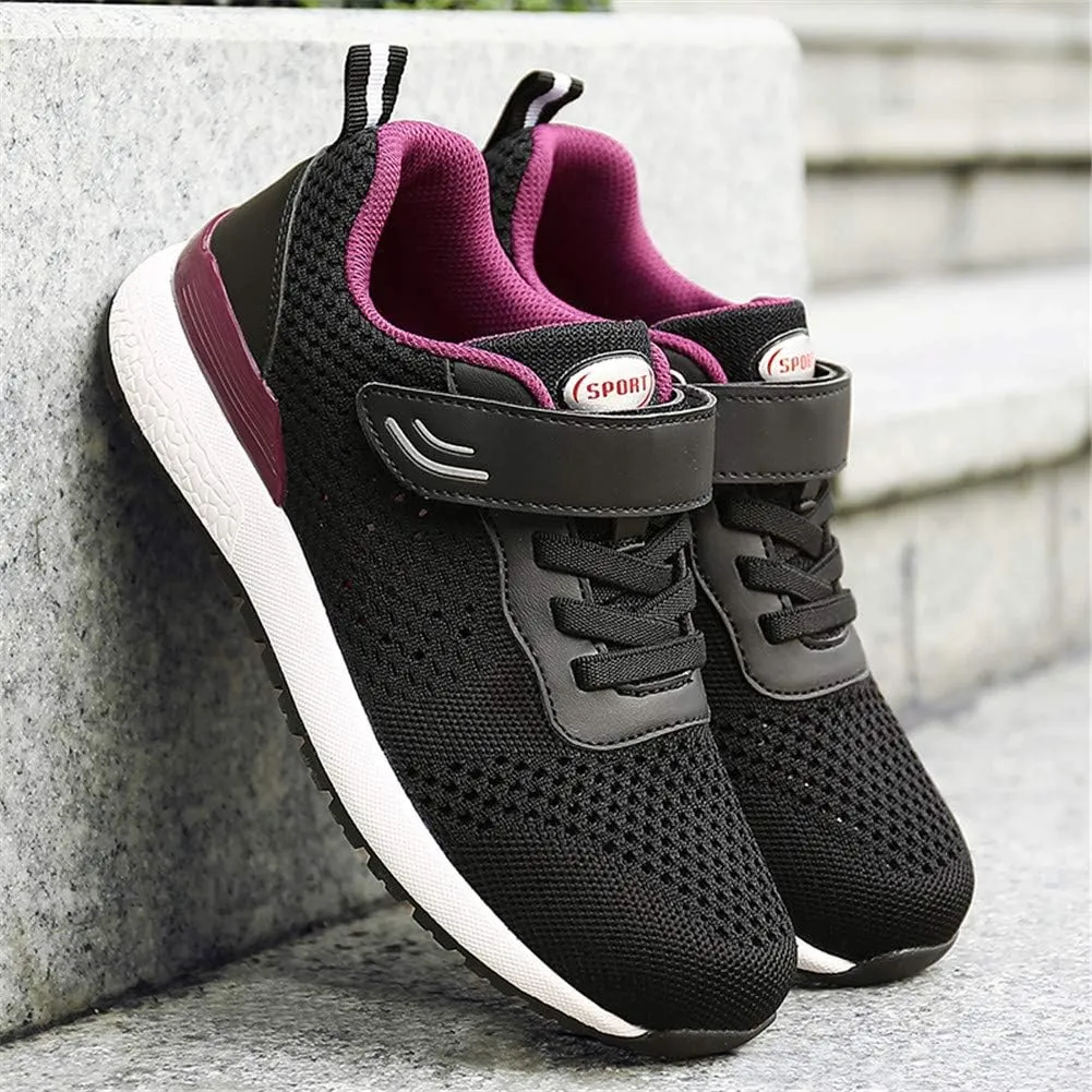Leader Show Women's Elderly Casual Comfort Walking Shoe Safety Flats Non-Slip Hook & Loop Sneakers