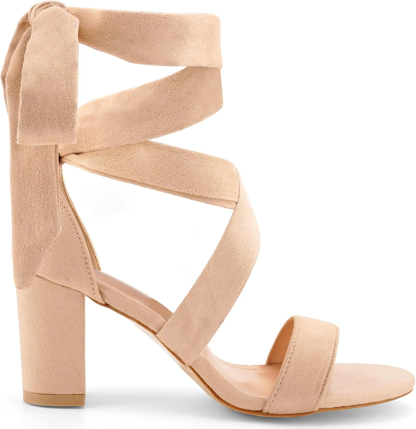 Leticia Strappy Heels for Women Chunky Heel Sexy Open Toe Lace Up Block Heels Comfortable High Heeled Sandals for Women Dressy Summer