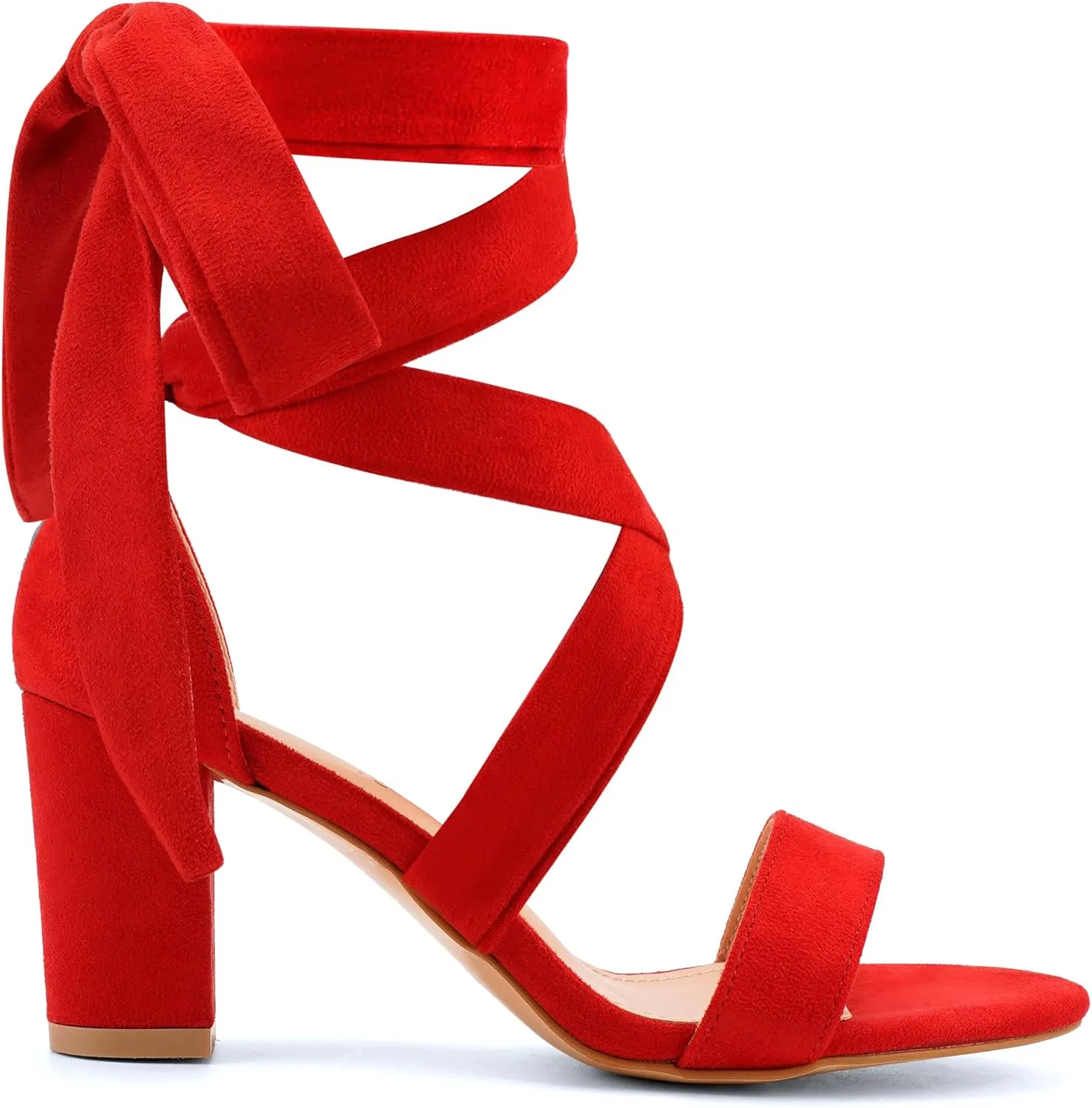 Leticia Strappy Heels for Women Chunky Heel Sexy Open Toe Lace Up Block Heels Comfortable High Heeled Sandals for Women Dressy Summer
