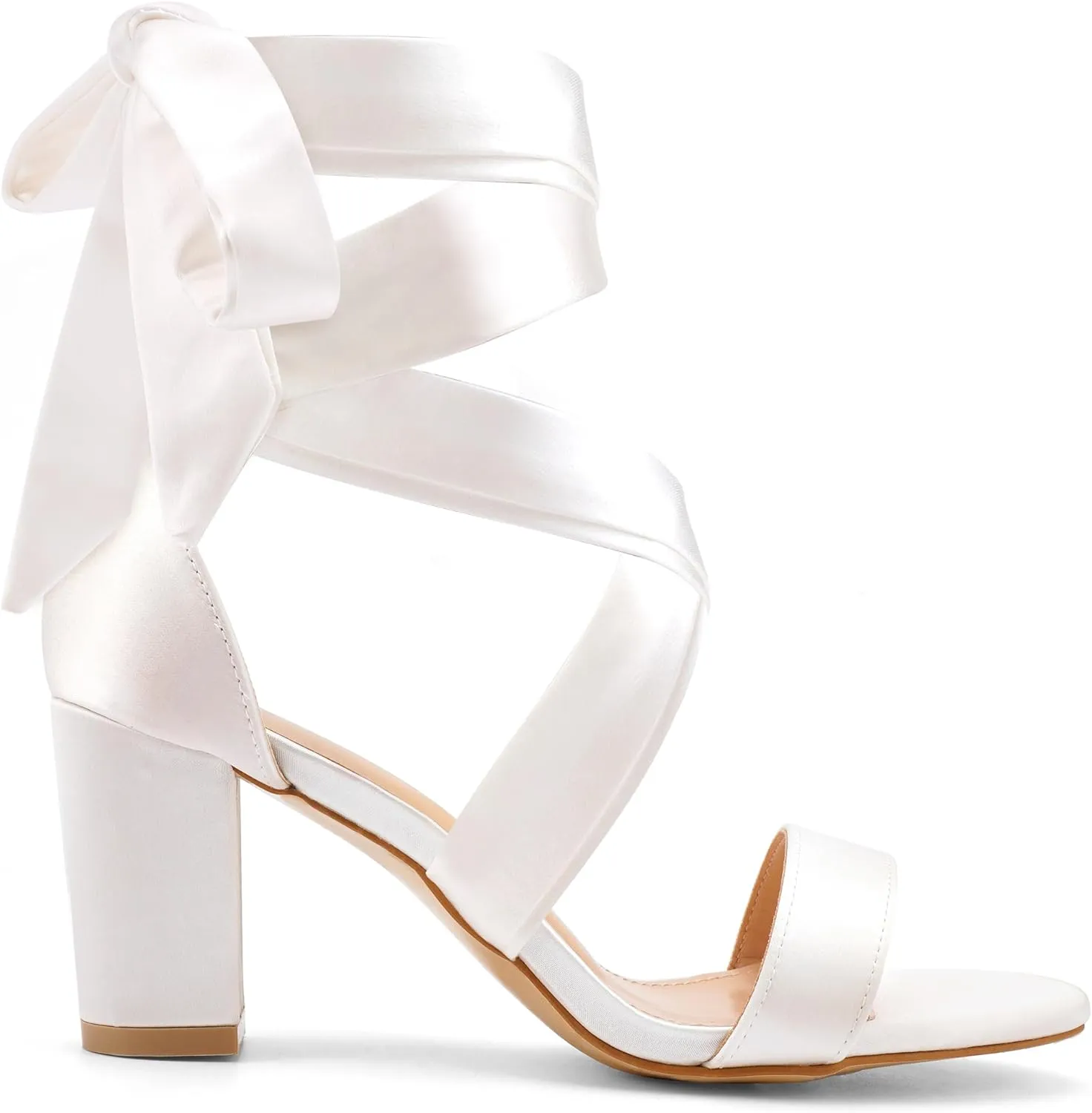 Leticia Strappy Heels for Women Chunky Heel Sexy Open Toe Lace Up Block Heels Comfortable High Heeled Sandals for Women Dressy Summer