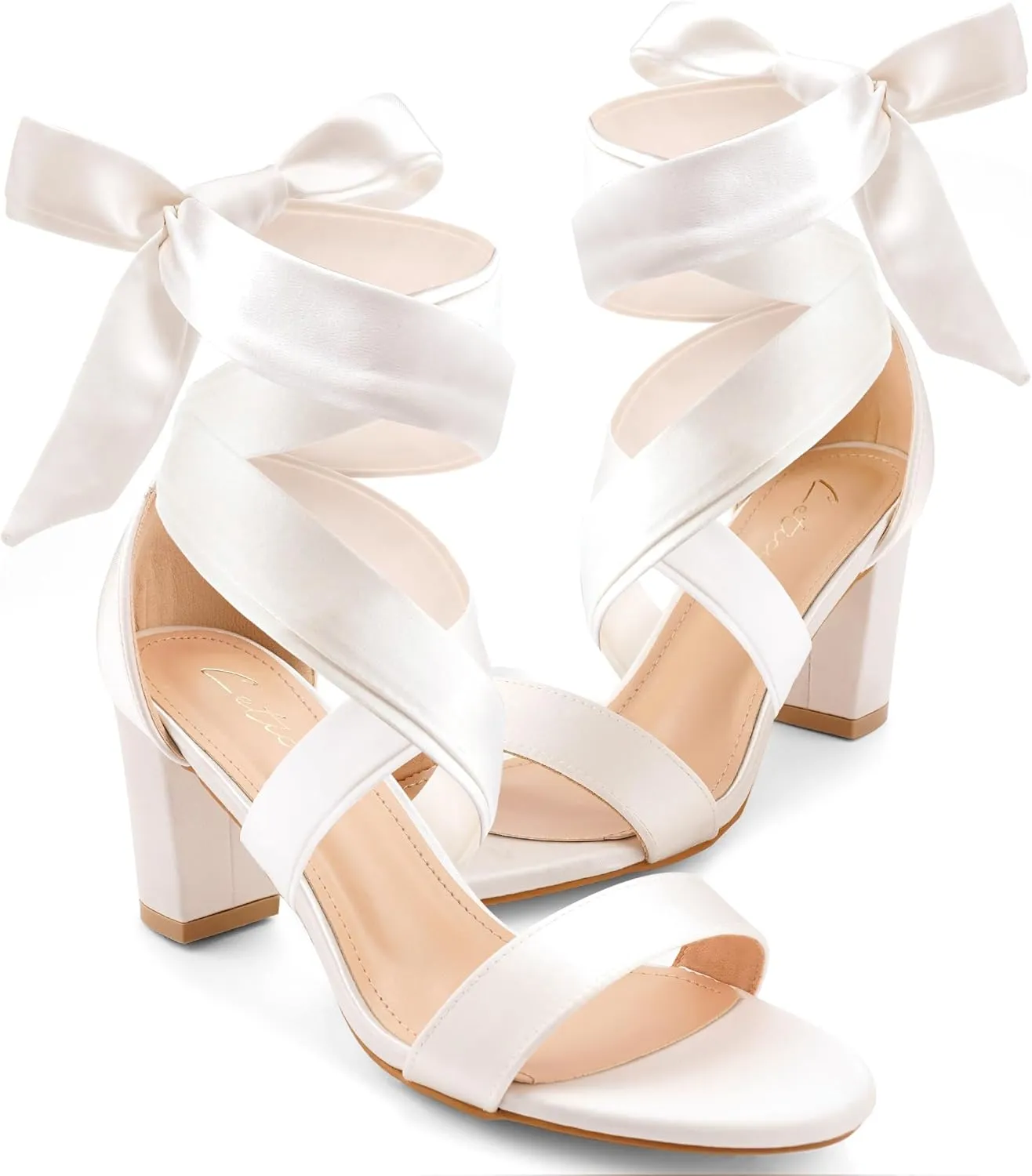 Leticia Strappy Heels for Women Chunky Heel Sexy Open Toe Lace Up Block Heels Comfortable High Heeled Sandals for Women Dressy Summer