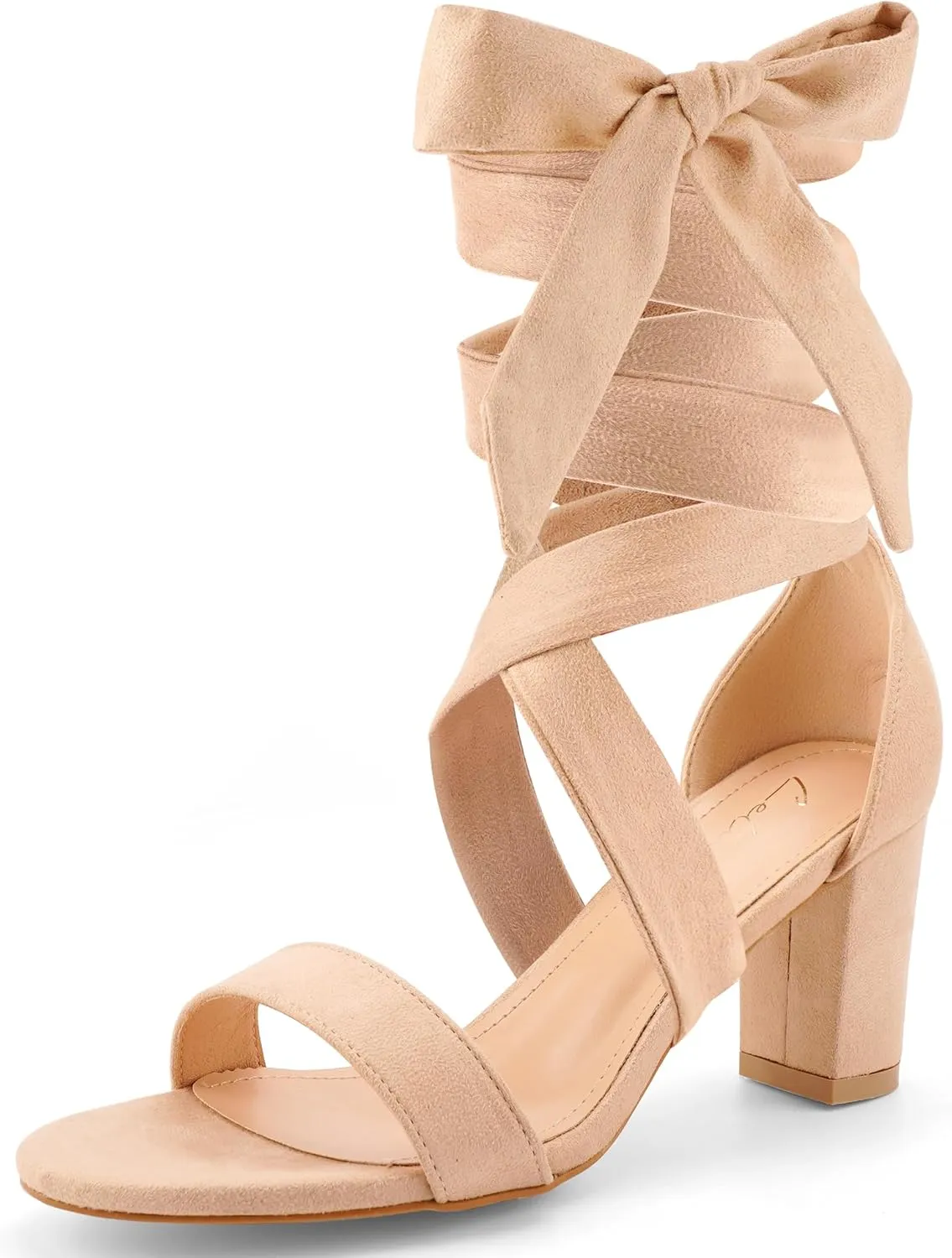 Leticia Strappy Heels for Women Chunky Heel Sexy Open Toe Lace Up Block Heels Comfortable High Heeled Sandals for Women Dressy Summer
