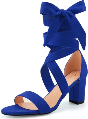 Leticia Strappy Heels for Women Chunky Heel Sexy Open Toe Lace Up Block Heels Comfortable High Heeled Sandals for Women Dressy Summer