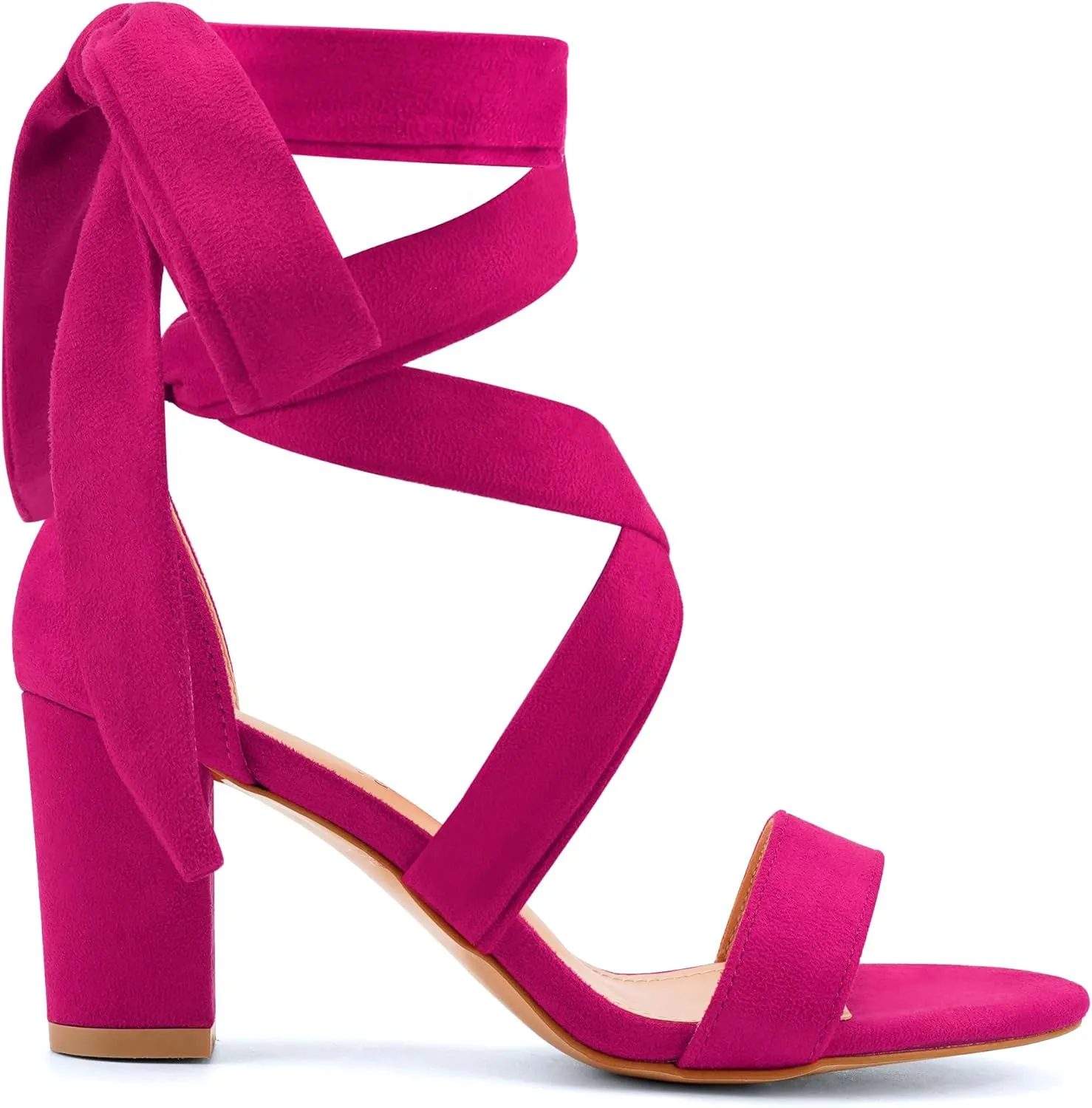 Leticia Strappy Heels for Women Chunky Heel Sexy Open Toe Lace Up Block Heels Comfortable High Heeled Sandals for Women Dressy Summer