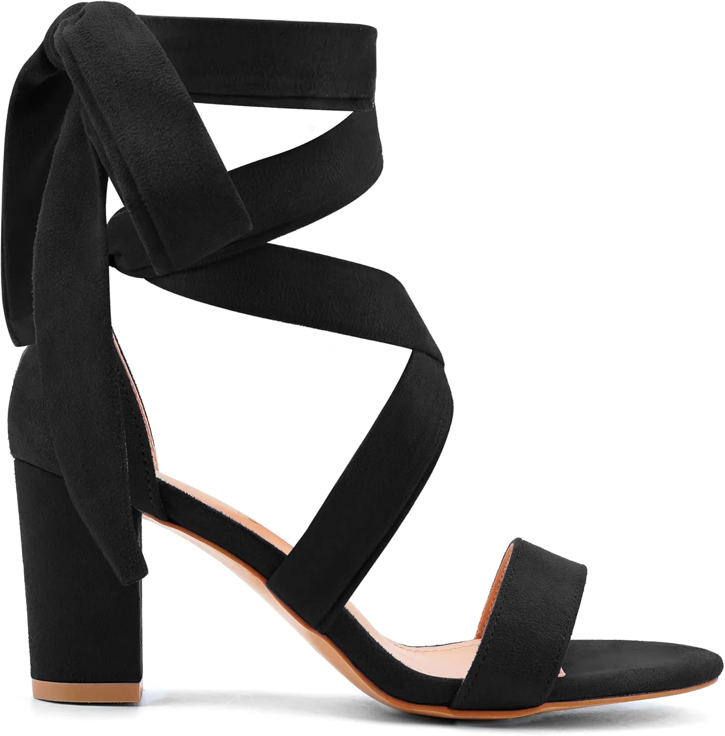 Leticia Strappy Heels for Women Chunky Heel Sexy Open Toe Lace Up Block Heels Comfortable High Heeled Sandals for Women Dressy Summer