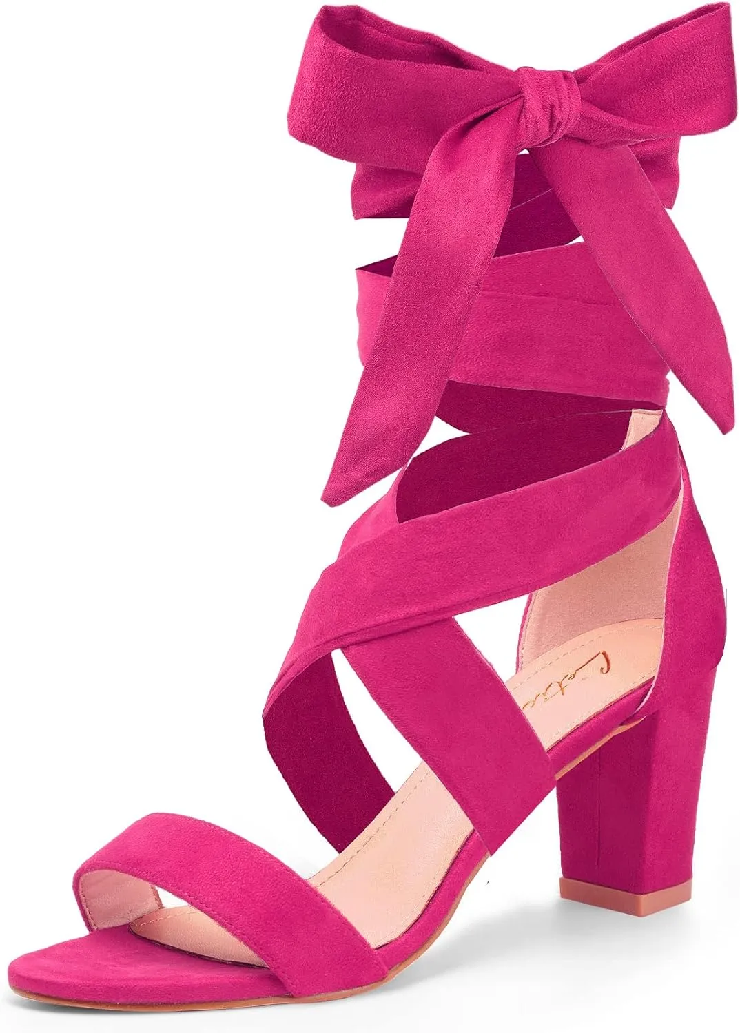 Leticia Strappy Heels for Women Chunky Heel Sexy Open Toe Lace Up Block Heels Comfortable High Heeled Sandals for Women Dressy Summer