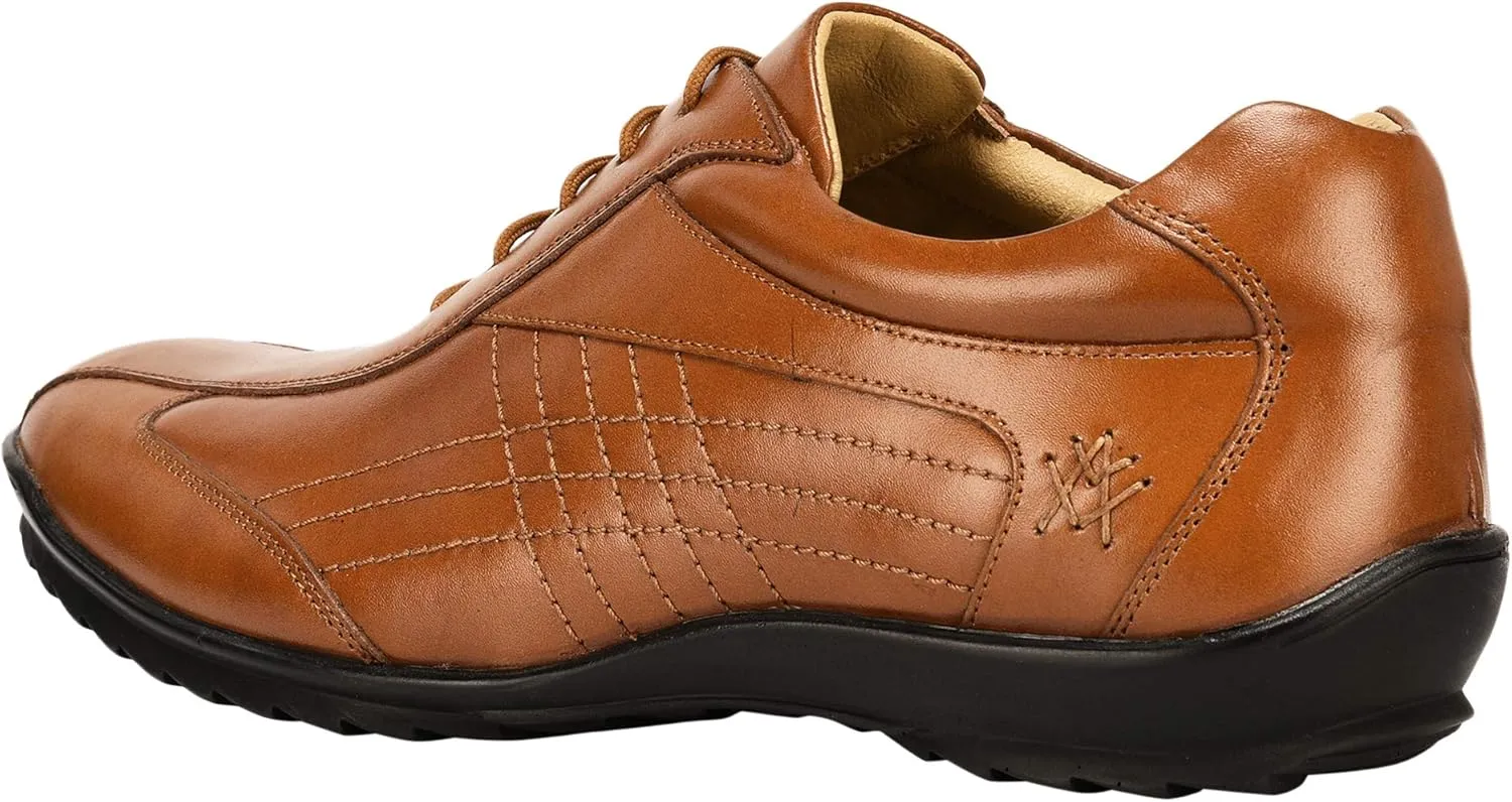 LIBERTYZENO Mens Genuine Leather Adults Cushioned Casual Lace Up Shoes for Prom Graduation