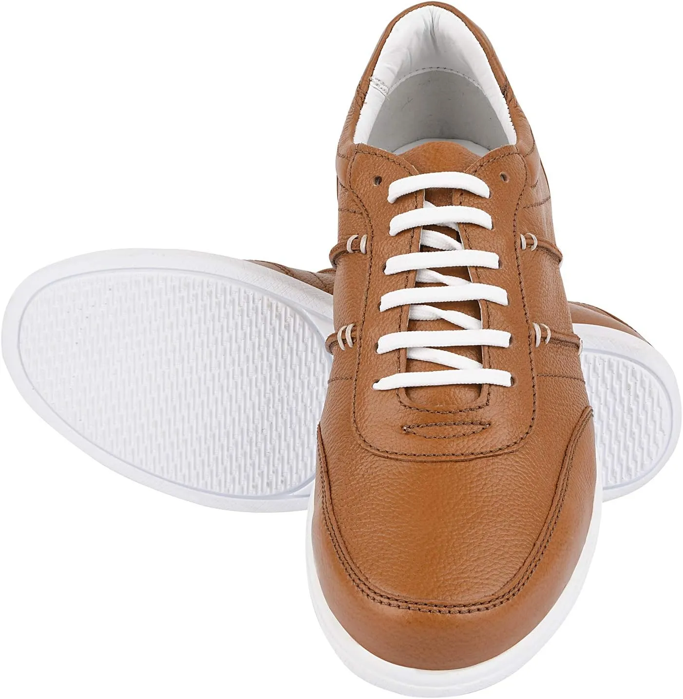 LIBERTYZENO Mens Genuine Leather Adults Cushioned Casual Lace Up Shoes for Prom Graduation