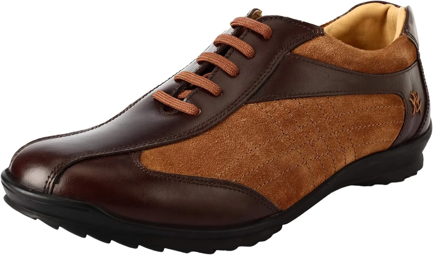 LIBERTYZENO Mens Genuine Leather Adults Cushioned Casual Lace Up Shoes for Prom Graduation