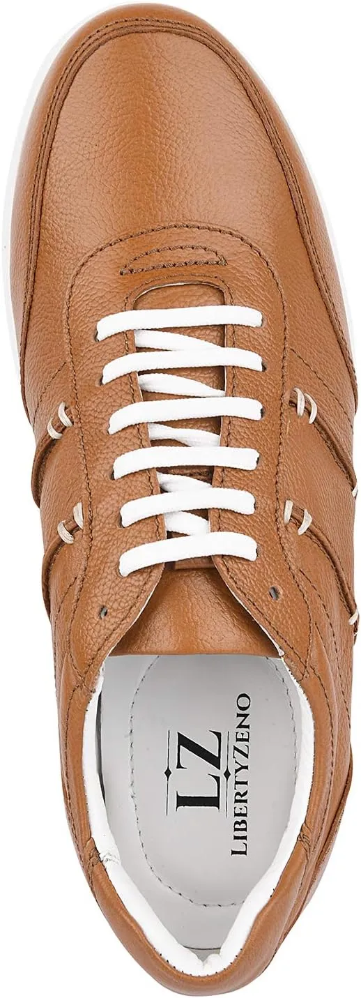 LIBERTYZENO Mens Genuine Leather Adults Cushioned Casual Lace Up Shoes for Prom Graduation