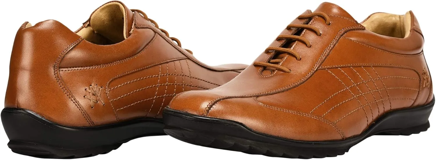 LIBERTYZENO Mens Genuine Leather Adults Cushioned Casual Lace Up Shoes for Prom Graduation
