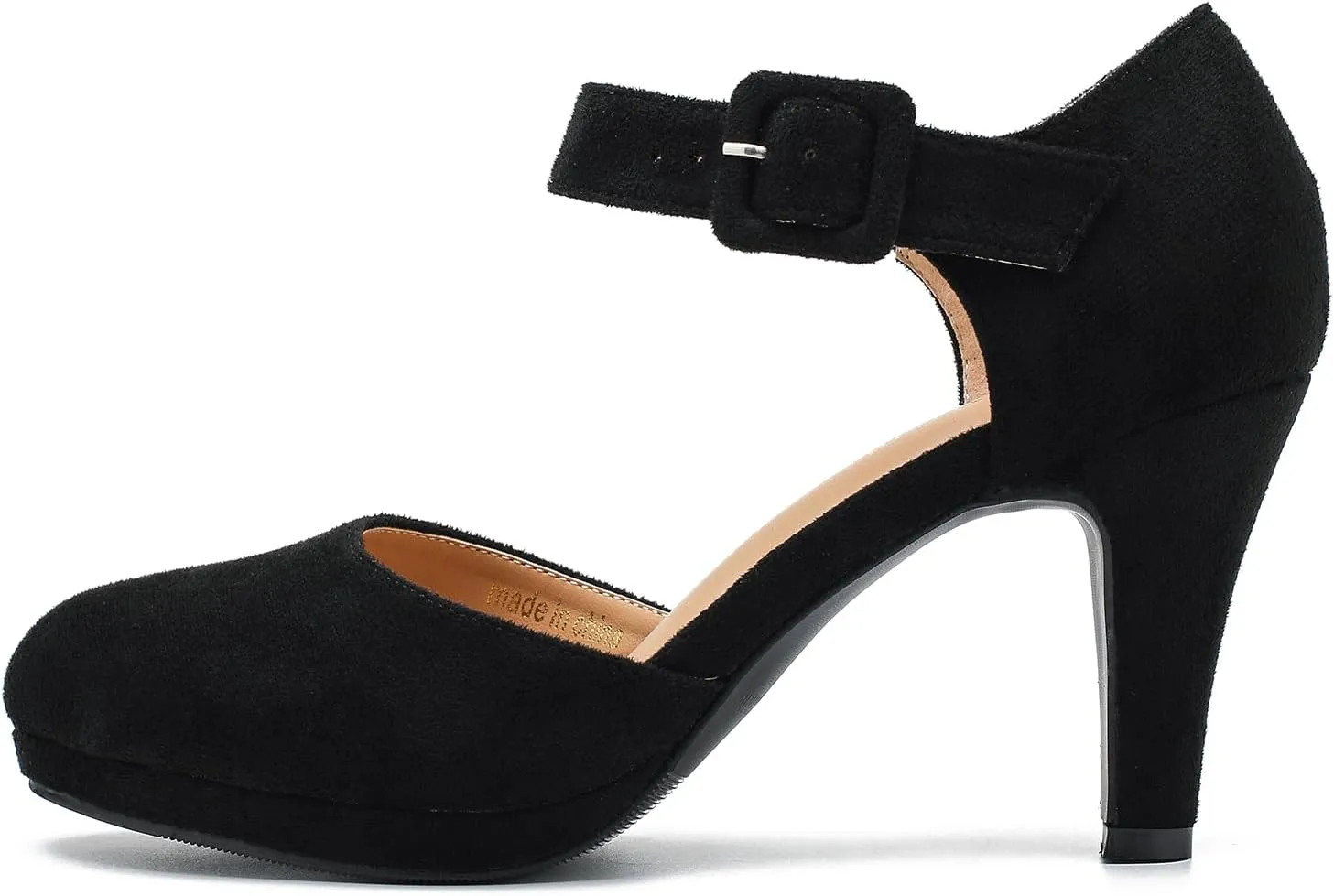 LIURUIJIA Women's Closed Toe Platform High Heels Pumps Ankle Strap Casual Dressy Shoes Vintage Bridal Wedding Party