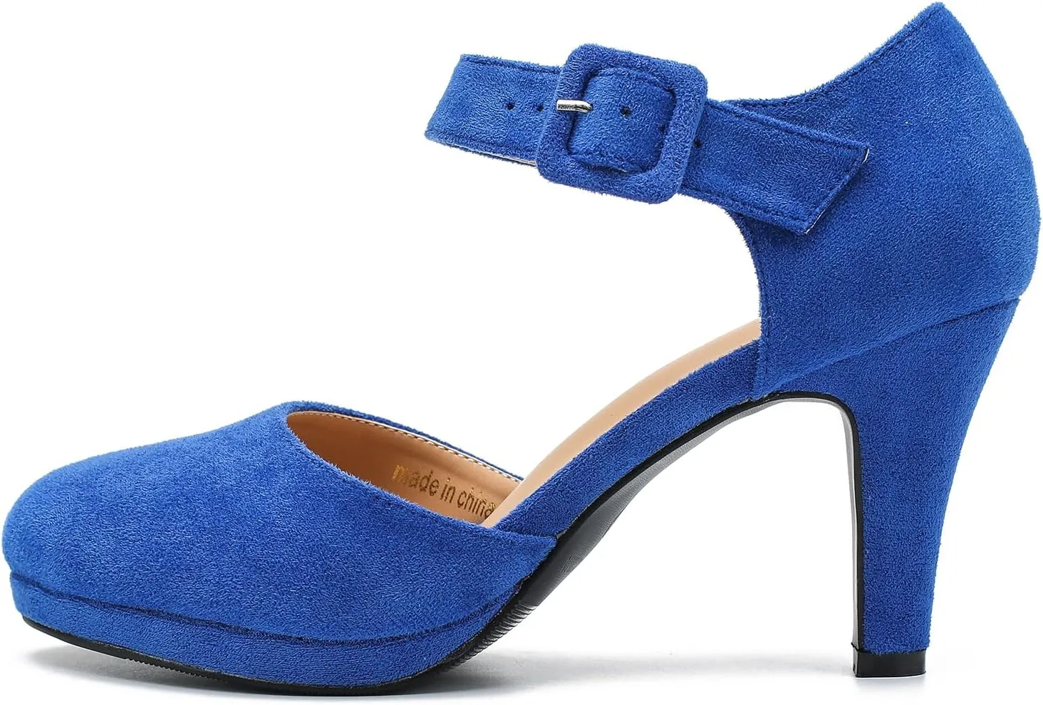 LIURUIJIA Women's Closed Toe Platform High Heels Pumps Ankle Strap Casual Dressy Shoes Vintage Bridal Wedding Party