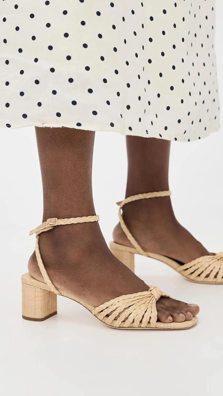 Loeffler Randall Women's Riya Braided Mignon Knot Mid-Heel Sandals