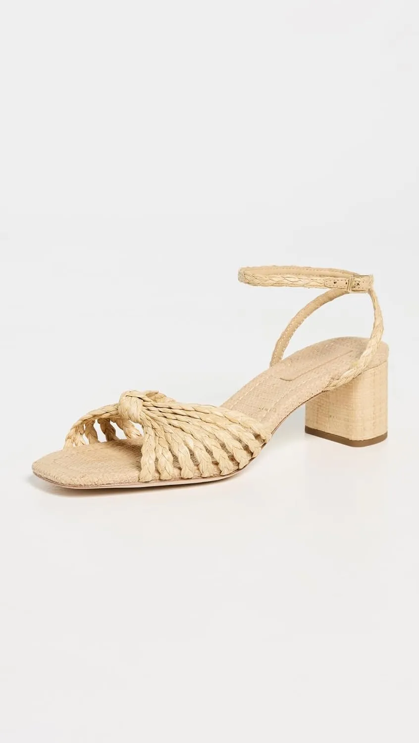 Loeffler Randall Women's Riya Braided Mignon Knot Mid-Heel Sandals