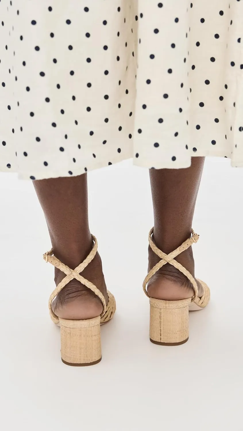 Loeffler Randall Women's Riya Braided Mignon Knot Mid-Heel Sandals