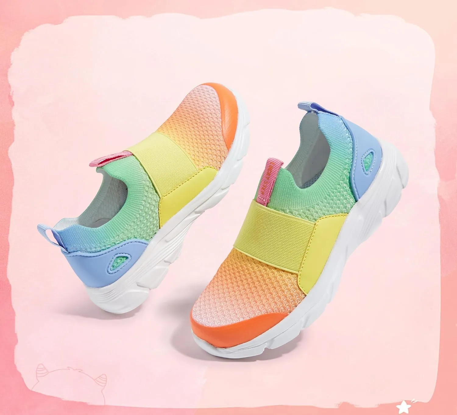 LUCKY STEP Little Kids Sneakers Breathable Mesh Walking Shoes Slip On Lightweight Athletic Trainers for Boys Girls
