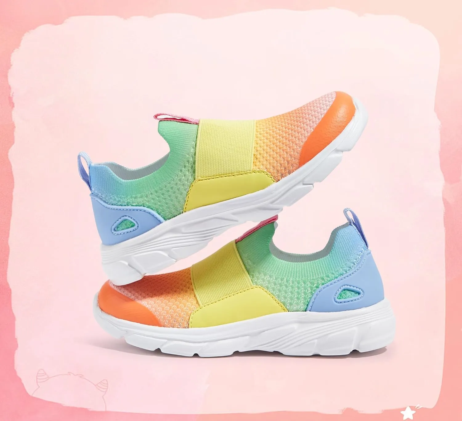 LUCKY STEP Little Kids Sneakers Breathable Mesh Walking Shoes Slip On Lightweight Athletic Trainers for Boys Girls