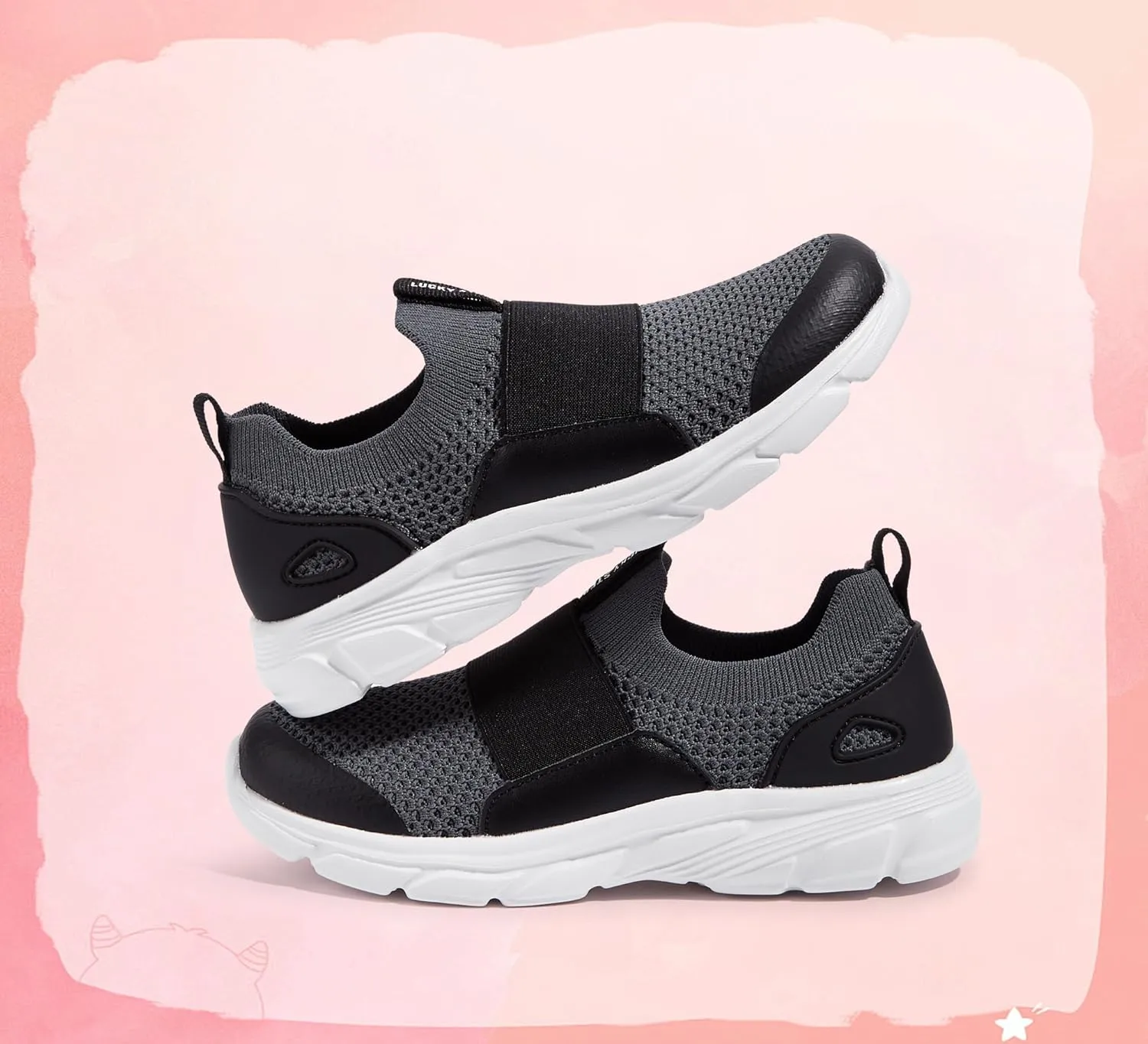 LUCKY STEP Little Kids Sneakers Breathable Mesh Walking Shoes Slip On Lightweight Athletic Trainers for Boys Girls