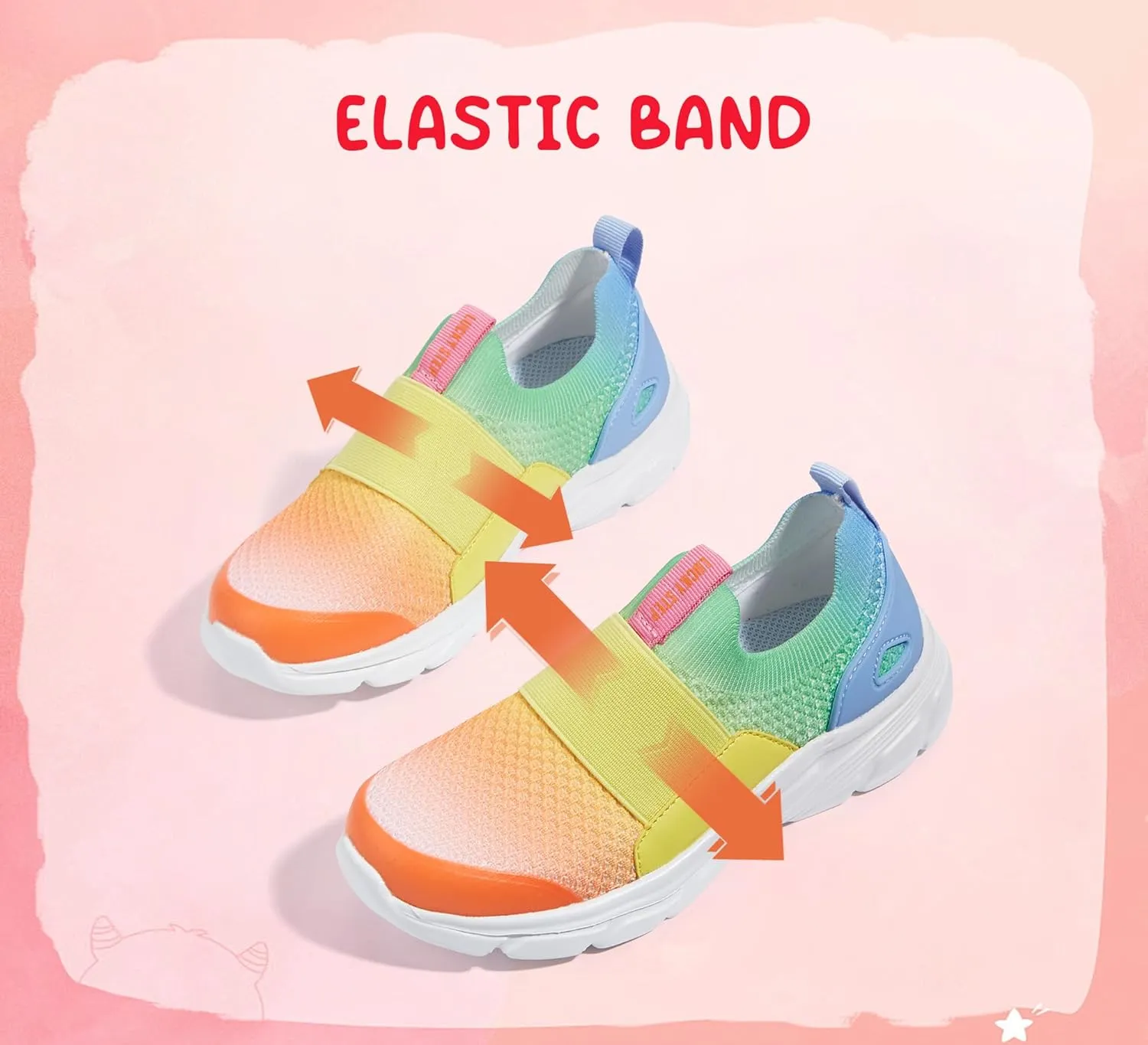 LUCKY STEP Little Kids Sneakers Breathable Mesh Walking Shoes Slip On Lightweight Athletic Trainers for Boys Girls