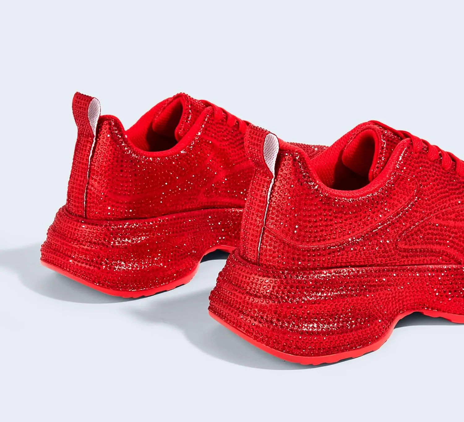LUCKY STEP Rhinestone Chunky Sneakers for Women Fashion Platform Sparkly Dad Casual Shoes Lightweight Tennis Walking Sport Footwear