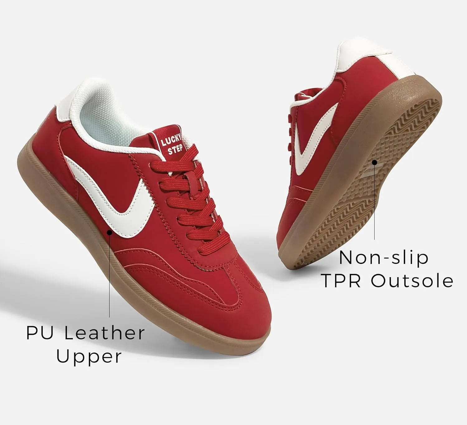 LUCKY STEP Women's Retro Fashion Sneakers Classic Casual Walking Shoes Non Slip Comfort Skate Shoes