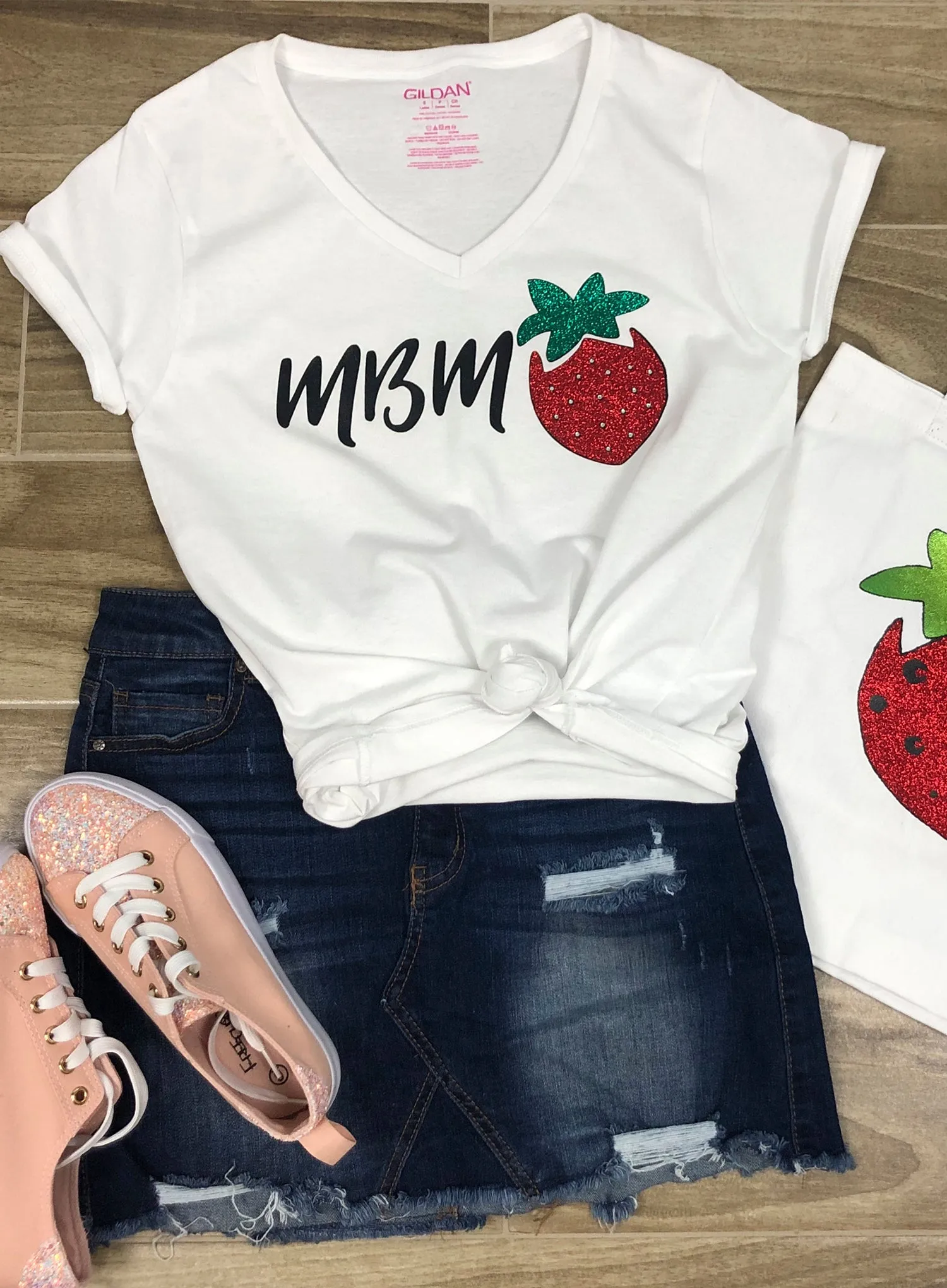 MBM T-SHIRT GLITTER OR PLATINUM WHIT SWAROVSKI CRYSTALS