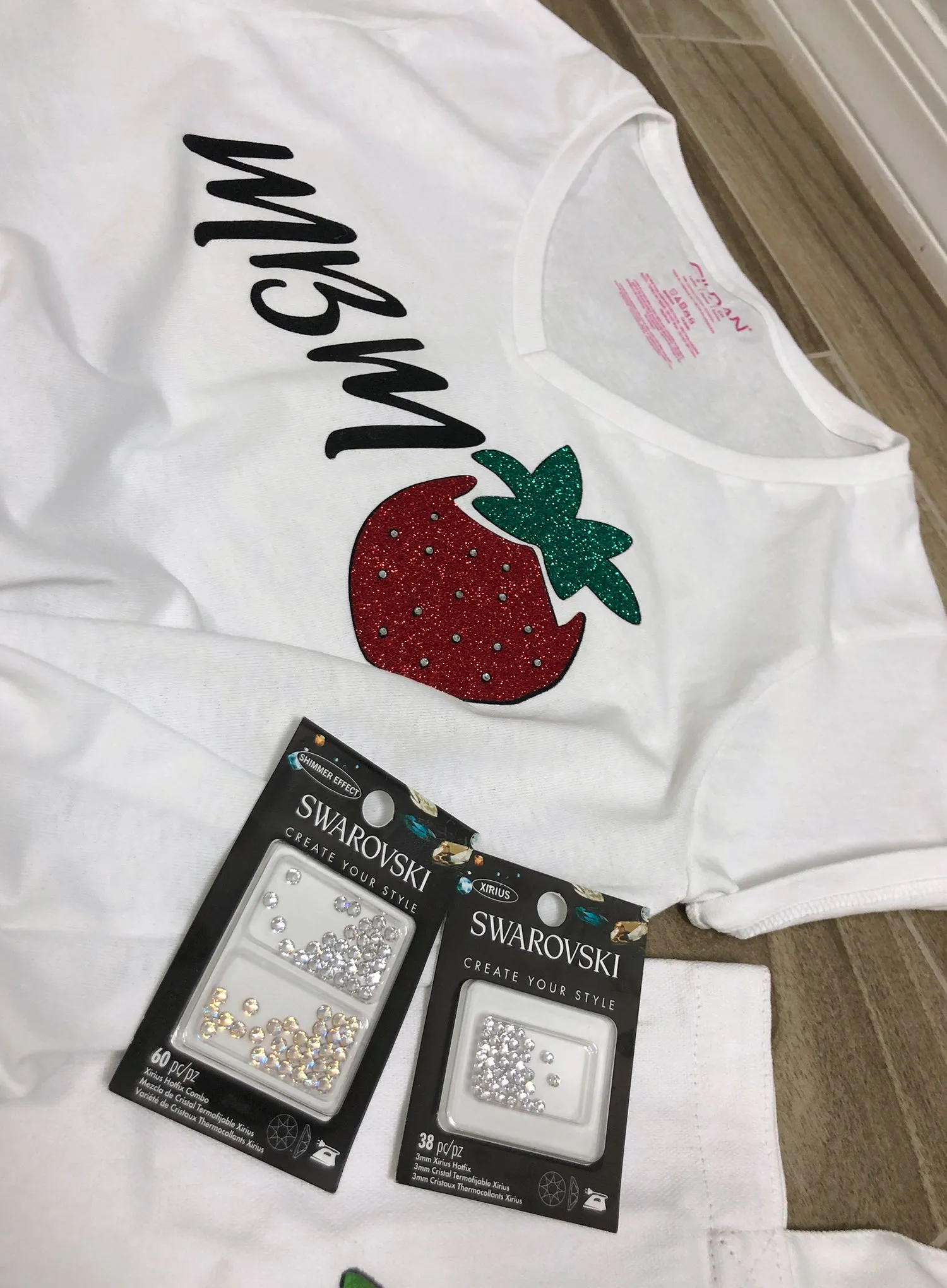 MBM T-SHIRT GLITTER OR PLATINUM WHIT SWAROVSKI CRYSTALS