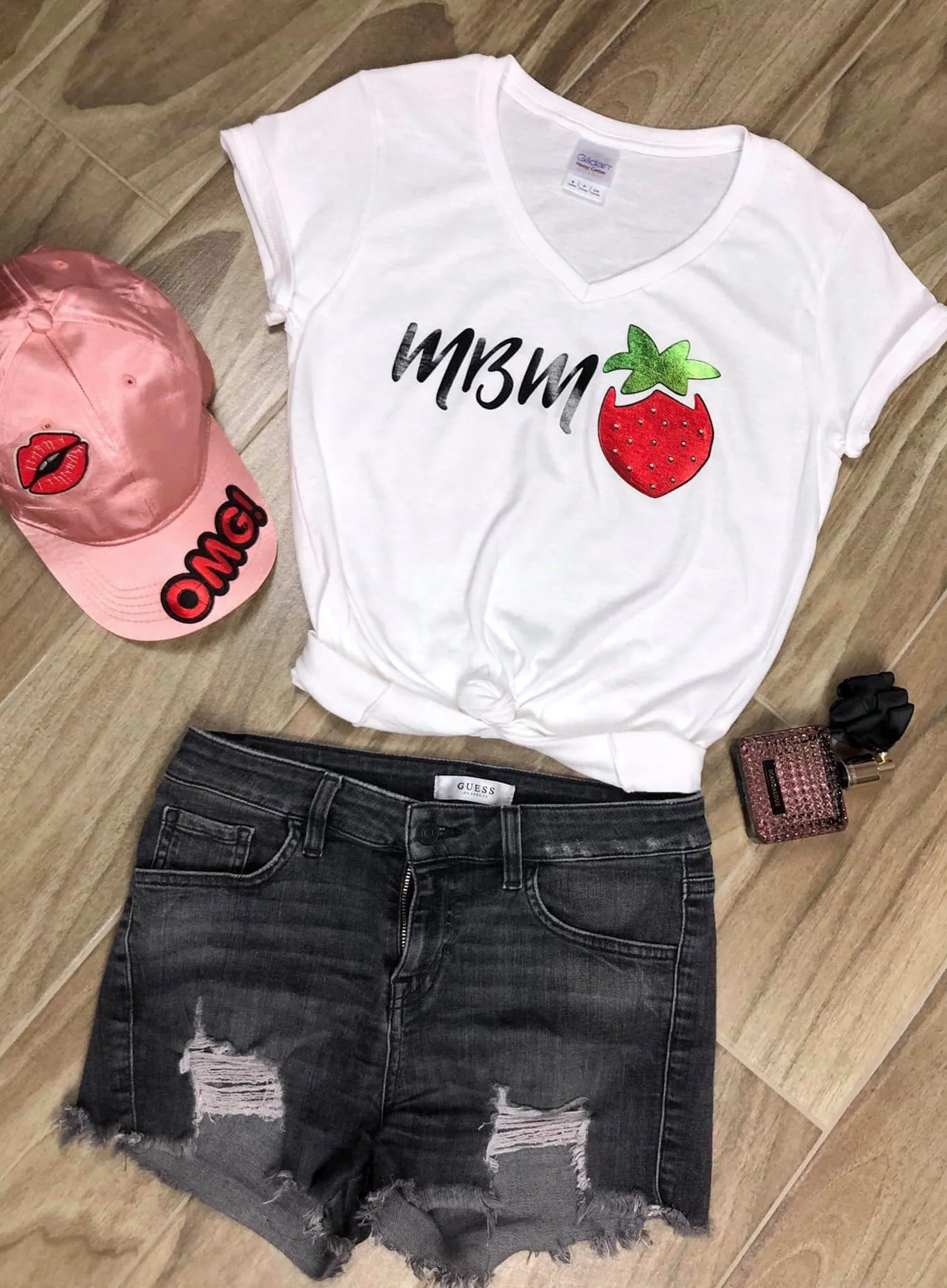 MBM T-SHIRT GLITTER OR PLATINUM WHIT SWAROVSKI CRYSTALS