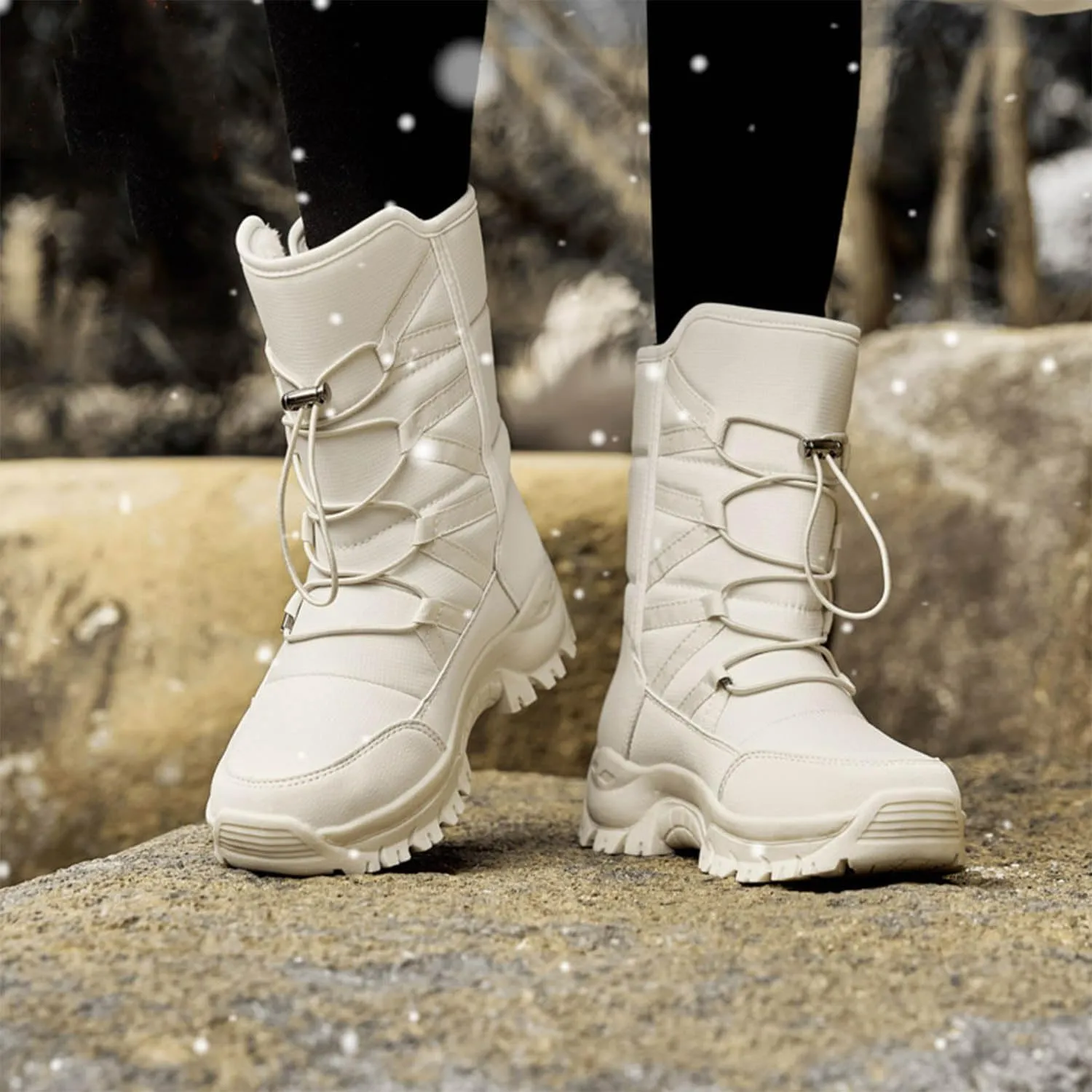 MEBAMY Womens Winter Snow Boots Insulated Mid-Calf Booties Anti-Slip Cold Weather Fur Lined Comfortable Shoes