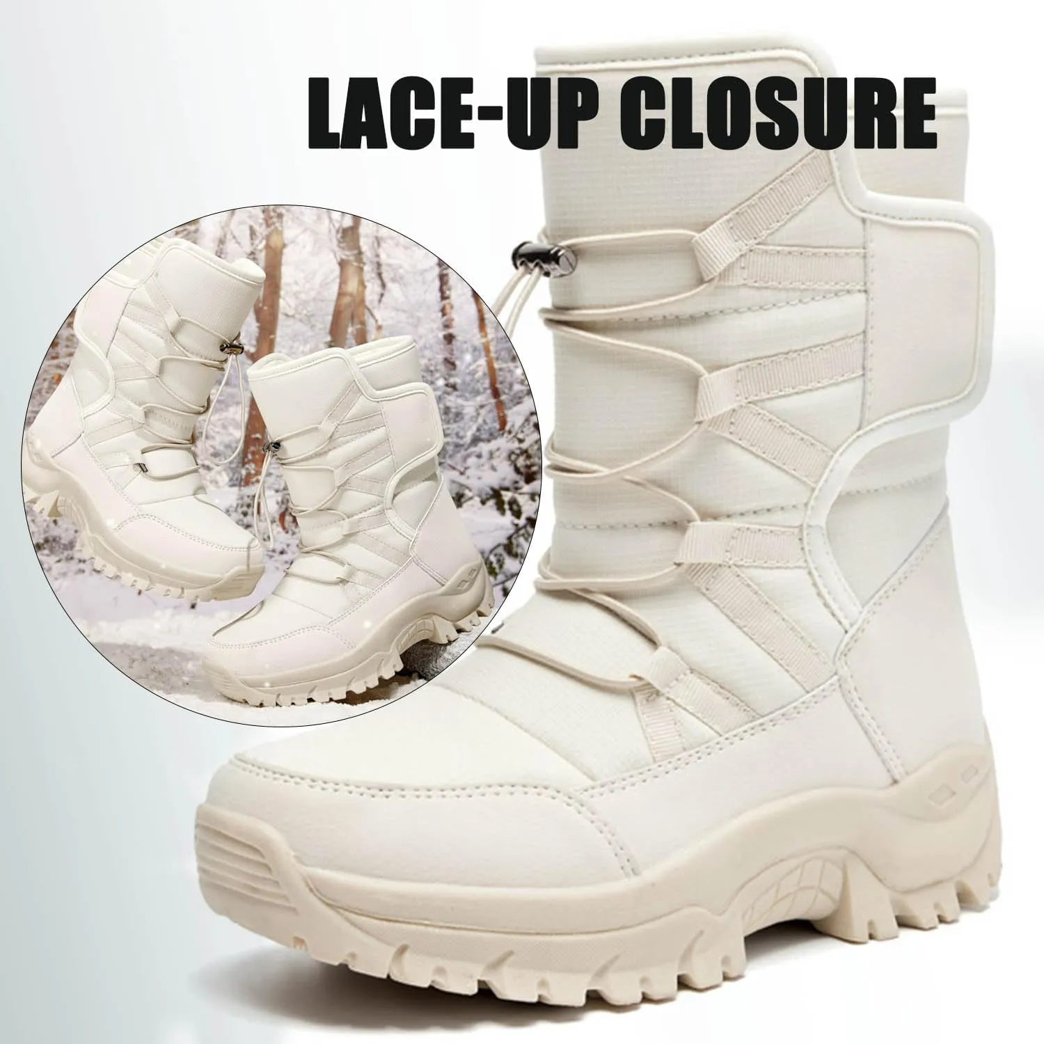 MEBAMY Womens Winter Snow Boots Insulated Mid-Calf Booties Anti-Slip Cold Weather Fur Lined Comfortable Shoes