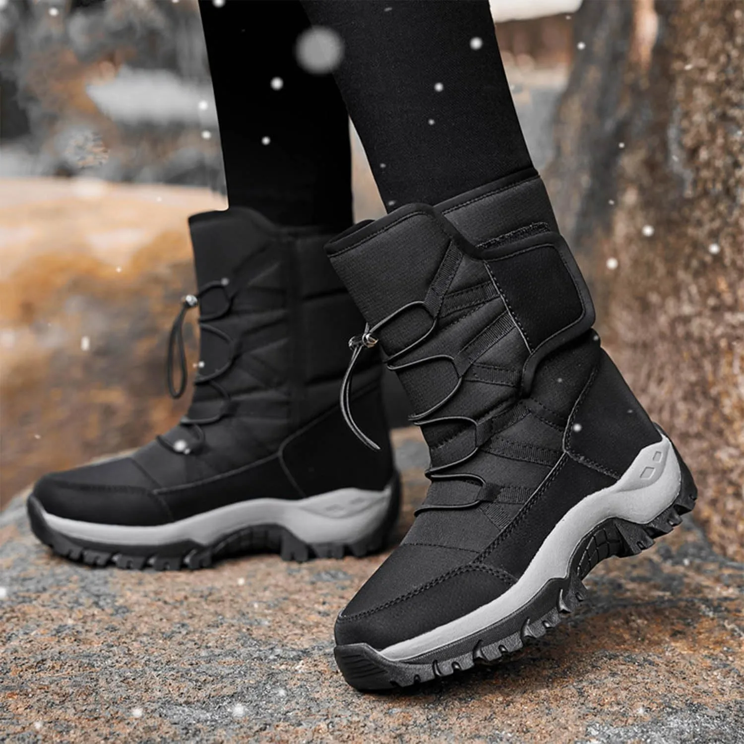 MEBAMY Womens Winter Snow Boots Insulated Mid-Calf Booties Anti-Slip Cold Weather Fur Lined Comfortable Shoes