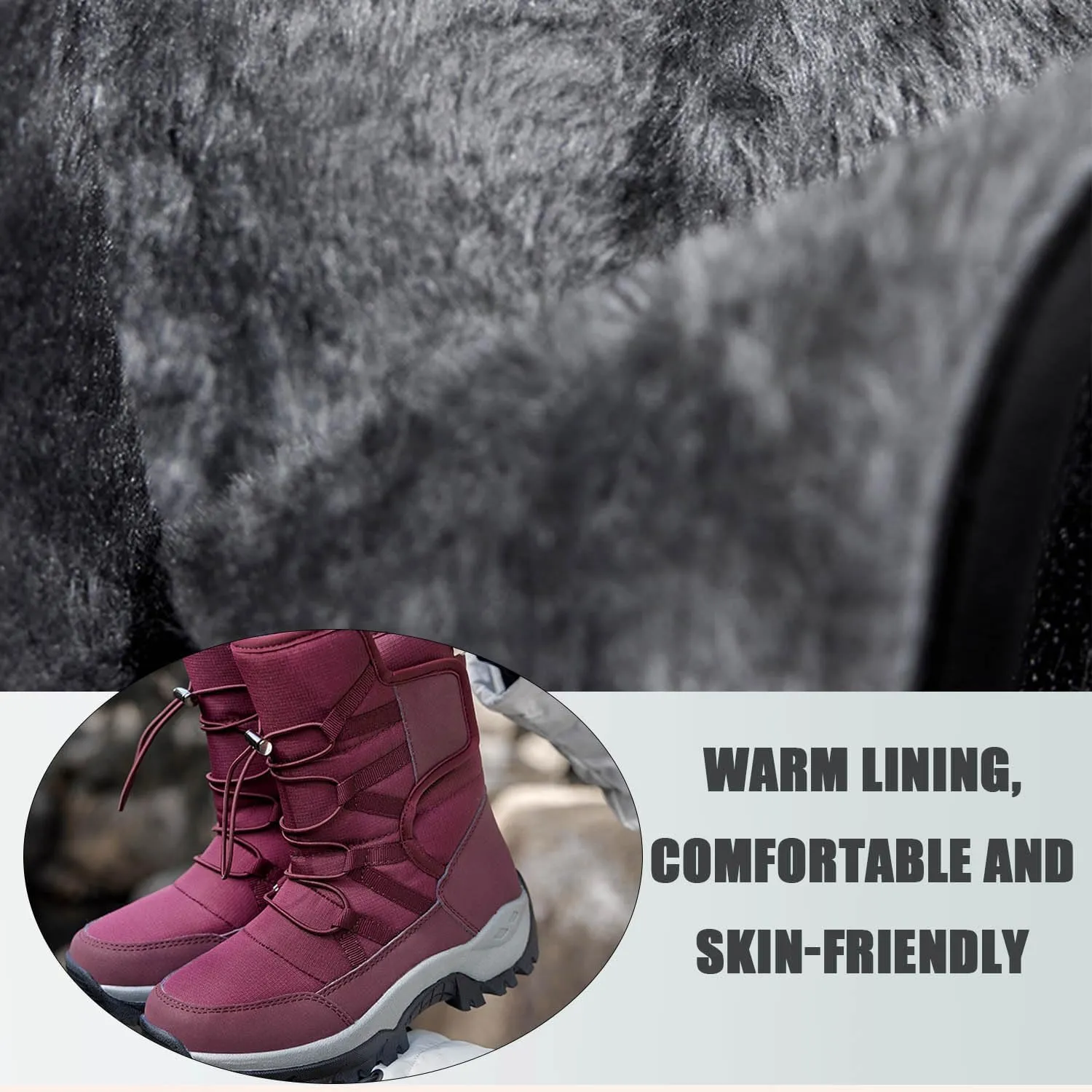 MEBAMY Womens Winter Snow Boots Insulated Mid-Calf Booties Anti-Slip Cold Weather Fur Lined Comfortable Shoes