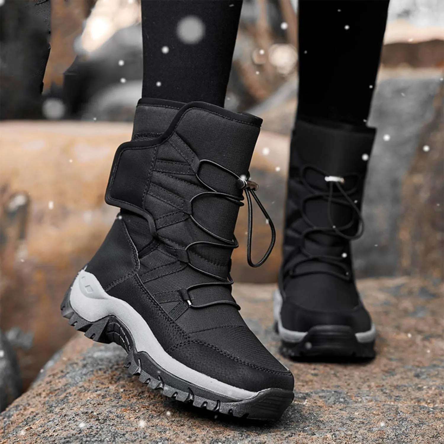 MEBAMY Womens Winter Snow Boots Insulated Mid-Calf Booties Anti-Slip Cold Weather Fur Lined Comfortable Shoes