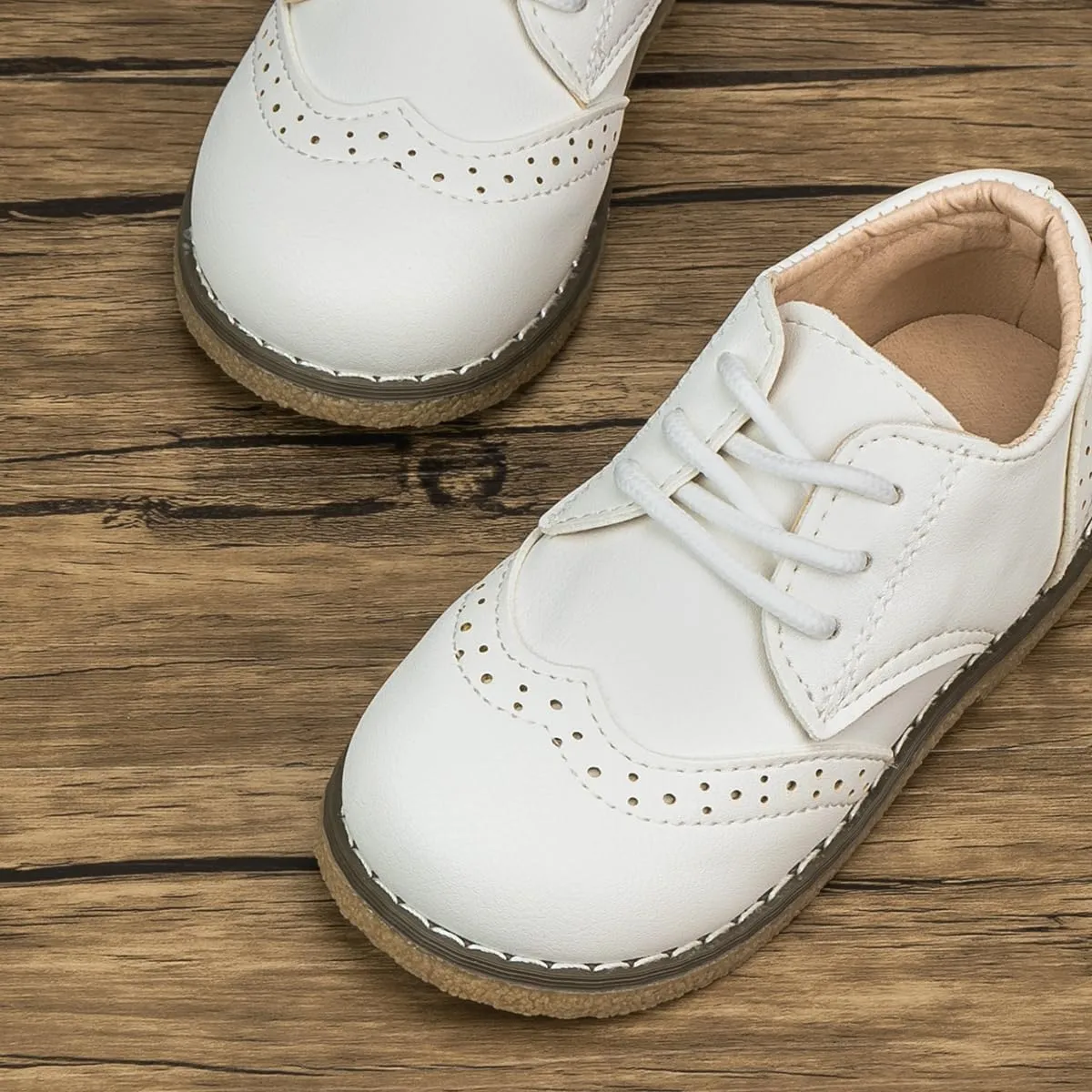 Meckior Toddler Boys Girls Dress Shoes Little Kid Oxford Shoes Wedding Church Dress Shoes PU Leather Lace Up School Uniform Loafer Flats