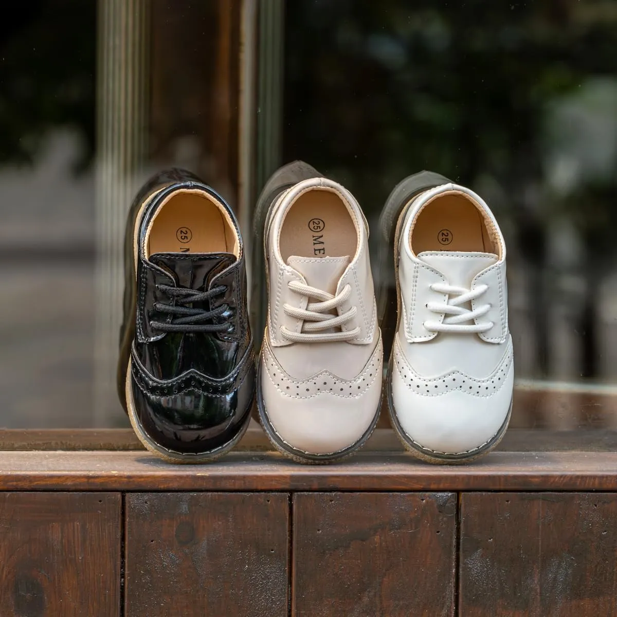 Meckior Toddler Boys Girls Dress Shoes Little Kid Oxford Shoes Wedding Church Dress Shoes PU Leather Lace Up School Uniform Loafer Flats